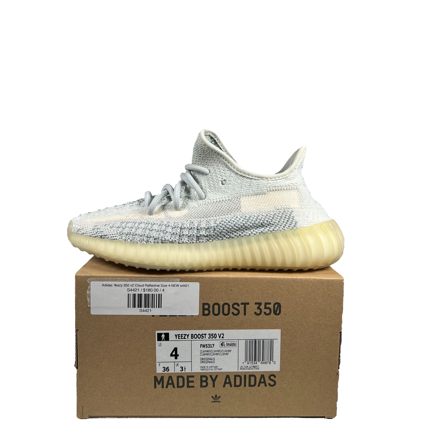 Adidas Yeezy 350 v2 Cloud Reflective Size 4 NEW s4421