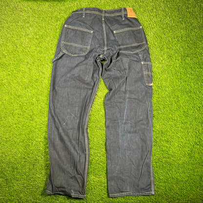 1990s Ralph Lauren Polo Jeans Dark Denim Workwear Pants Size 31x34 USED v17935