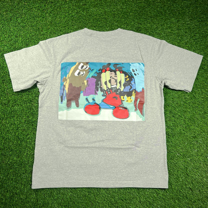Uniqlo SpongeBob Square Pants Blurry Grey Tee Size Large USED x16340
