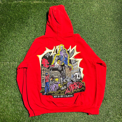 Eric Emanuel "NYC 6 on 1 Classic" Red Hoodie Size XL USED x13426