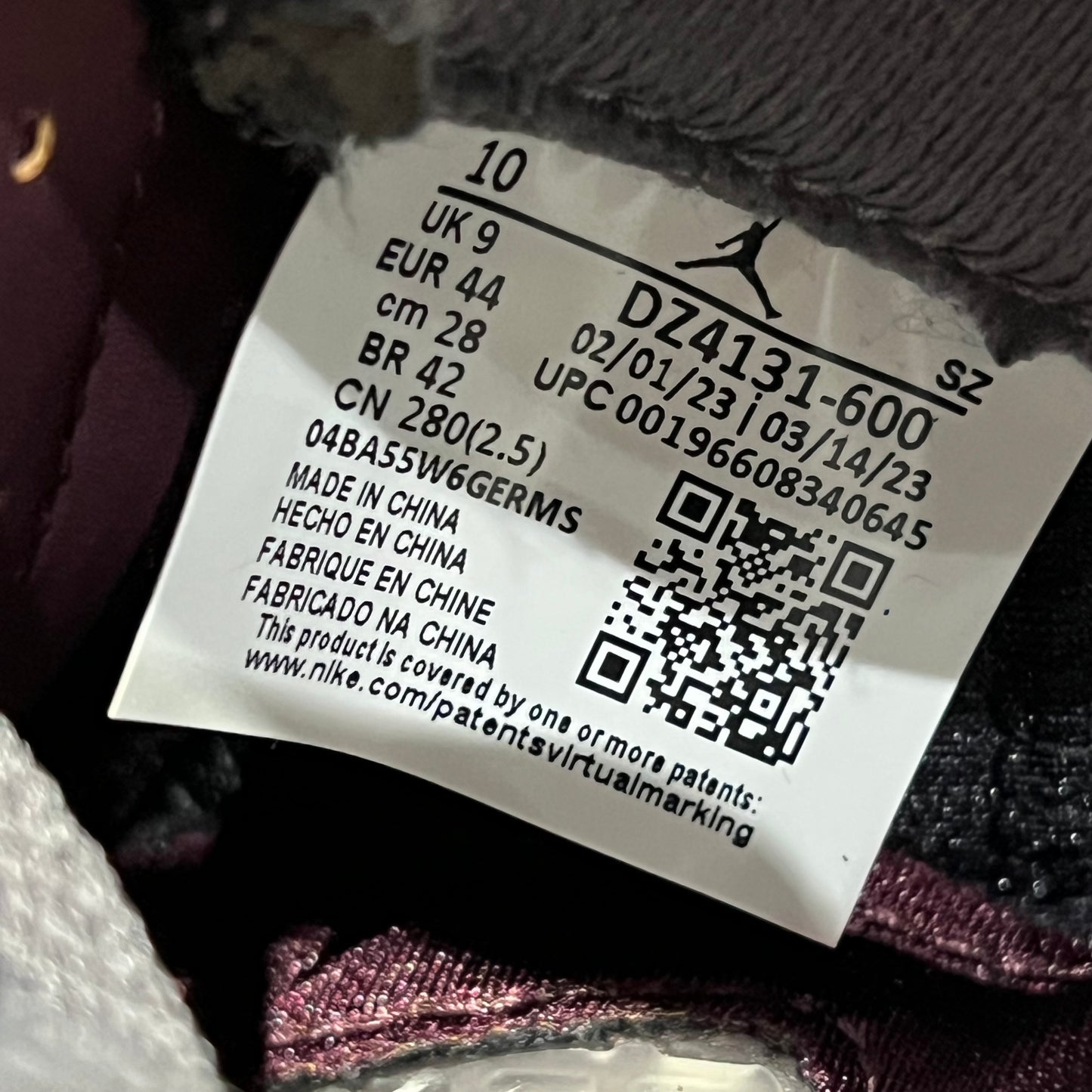 Jordan 5 Burgundy (2023) Size 10 USED s21308