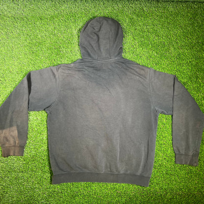 Y2K Nike Block Lettering Washed Black Hoodie Size Large USED v16531