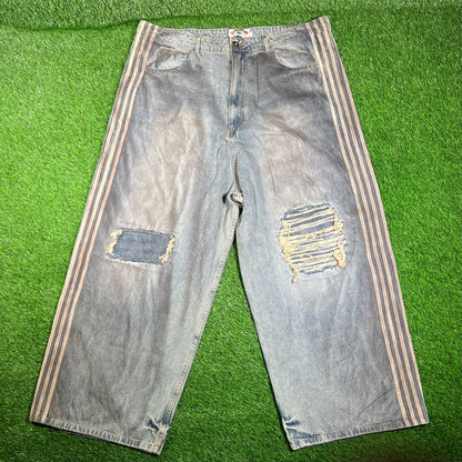 Vale "Valley Dreams" Thrashed Striped Blue Jeans Size 38 NEW x15600