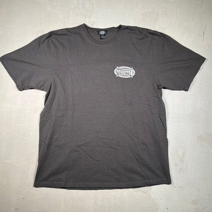Stussy California Dark Grey Logo Tee Size Large USED x17504