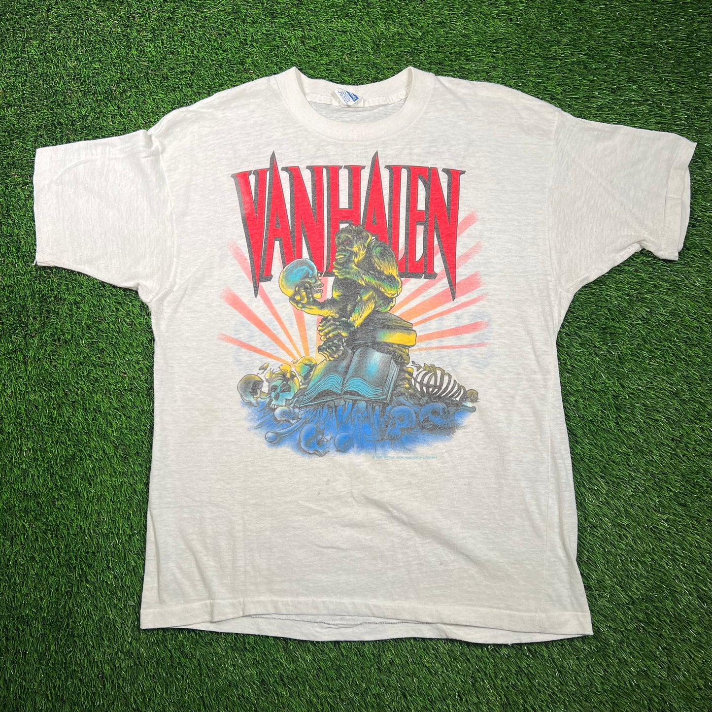 1988 Van Halen Monsters of Rock Tour White Tee Size XL USED v18662