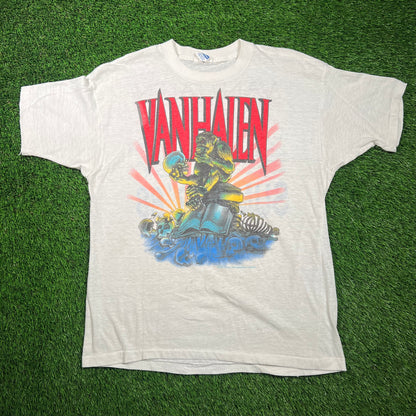 1988 Van Halen Monsters of Rock Tour White Tee Size XL USED v18662