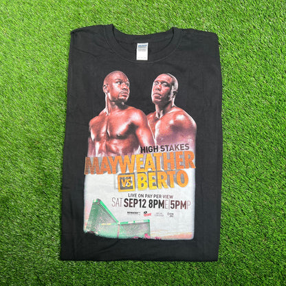 Mayweather vs Berto Boxing Promo Black Tee Size XL USED v17814