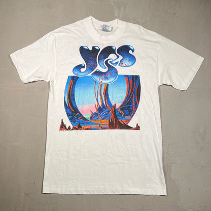 1991 YES Union Tour White Tee Size Large USED v16610