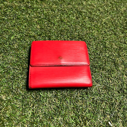 1990s Louis Vuitton Red Epi Leather Elise Snap Red Wallet USED x13977