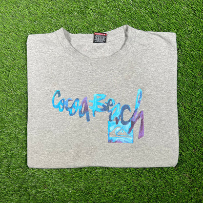 Y2K Quiksilver Cocoa Beach Grey Tee Size XL USED V17463