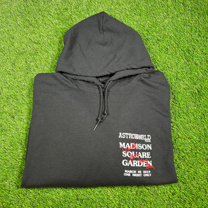 Travis Scott Astro World MSG 2019 Black Hoodie Size XXL USED x14351