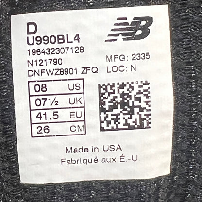 New Balance 990v4 Miusa Black Silver Size 8 NEW s14819