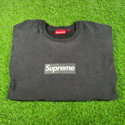 Supreme Washed Black Box Logo Crewneck (2022) Size Large USED x15807