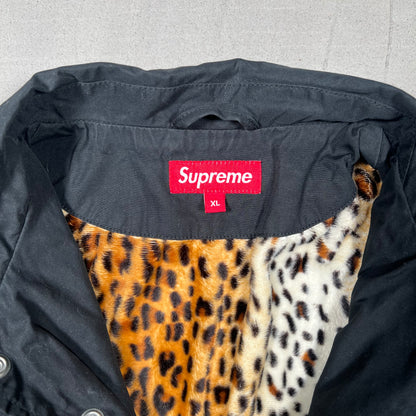 Supreme Coach's Jacket w/ Leopard Lining Black (2010) Size XL USED x17621