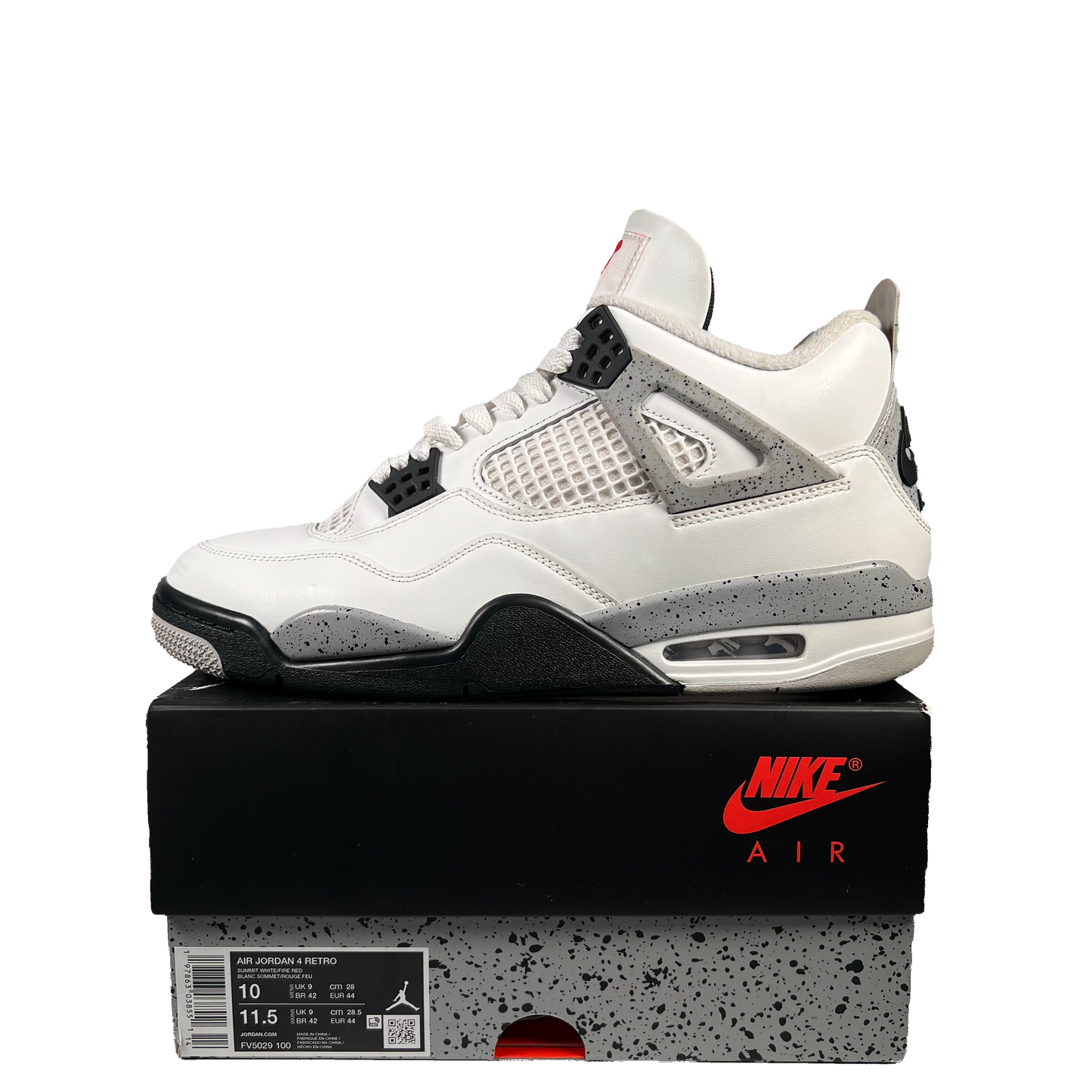 Jordan 4 White Cement (2025) Size 10 USED s19688
