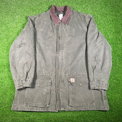1990s Carhartt Olive Green Field Coat Size XXL USED v17658