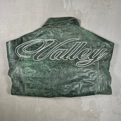 Vale Sports Divison Green Sports Leather Jacket Size XXL USED x18933