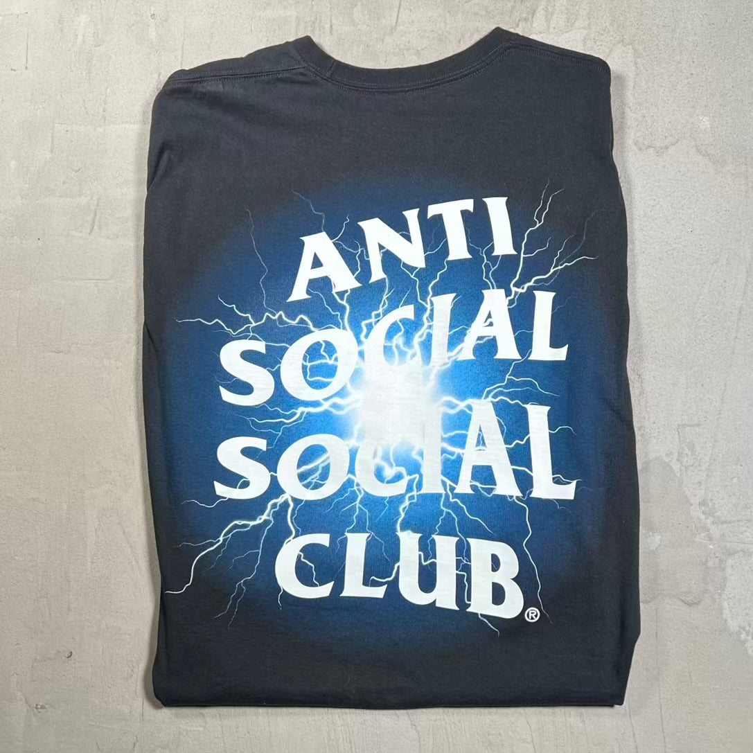 Anti Socail Social Club Lightning Black Tee Size Large USED x18774