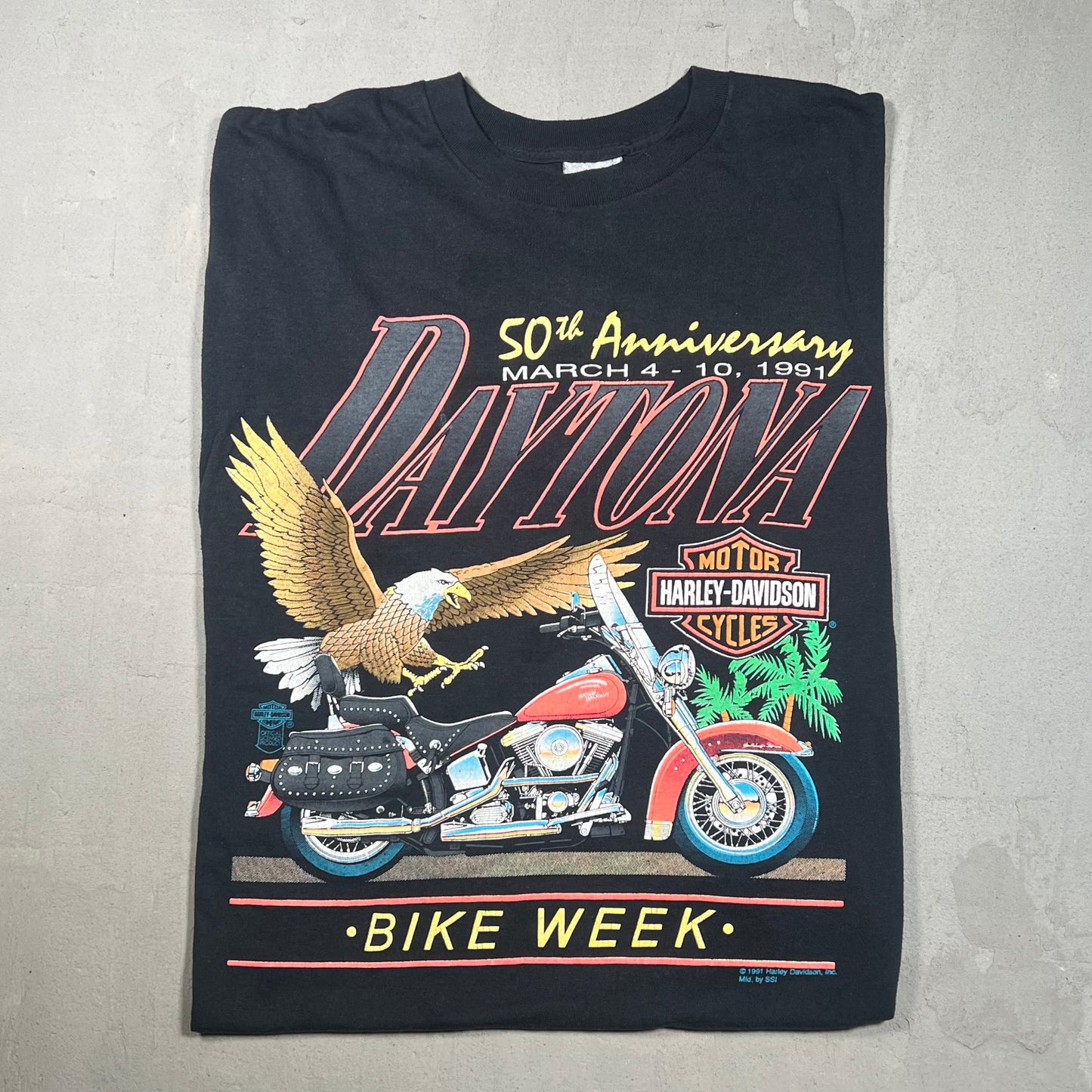 1991 Harkey Davidson Black 50th Anniversay Daytona Tee Size XXL USED v16845