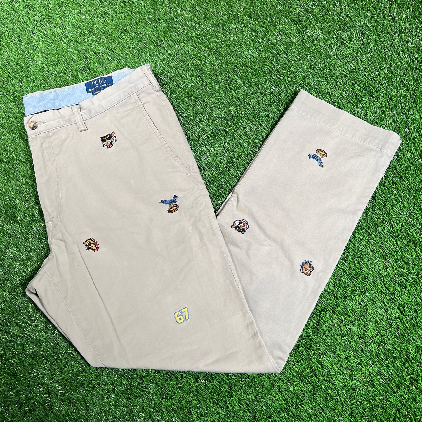 Polo Ralph Lauren Embroidered Patch Logo Khakis Size 36 USED v18191