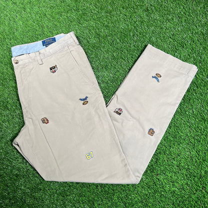 Polo Ralph Lauren Embroidered Patch Logo Khakis Size 36 USED v18191