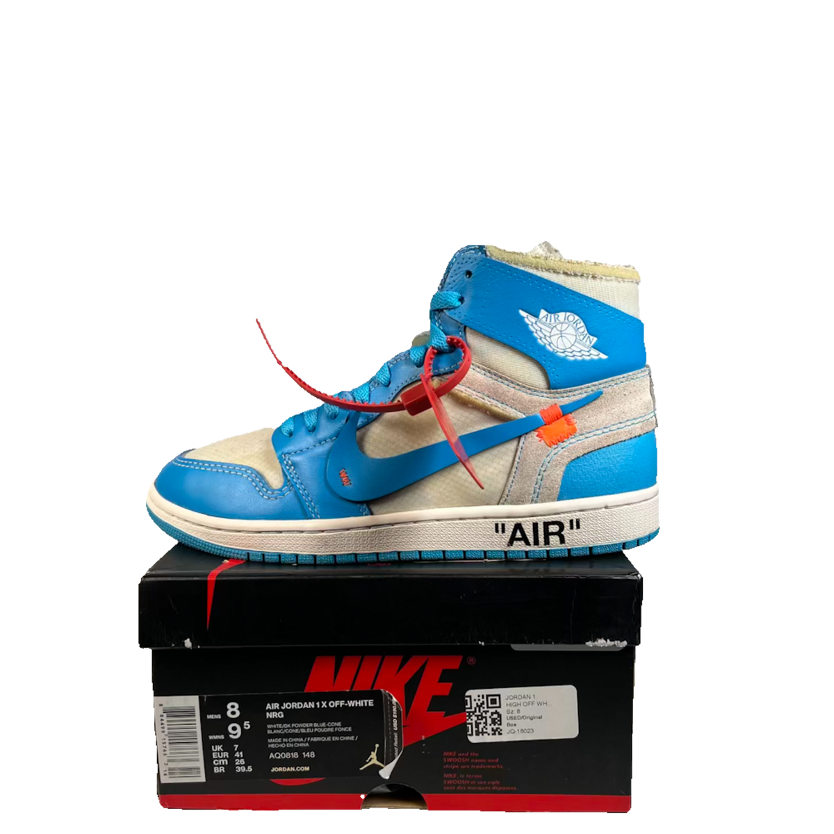 Jordan 1 High Off White Unversity Blue (2018) Size 8 USED s23425