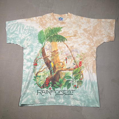 1990s Liquid Blue Rainforest AOP Size XL USED v19513