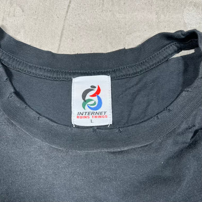 Internet Ruins Things "Best Recption" Black Tee Size Large USED x18652