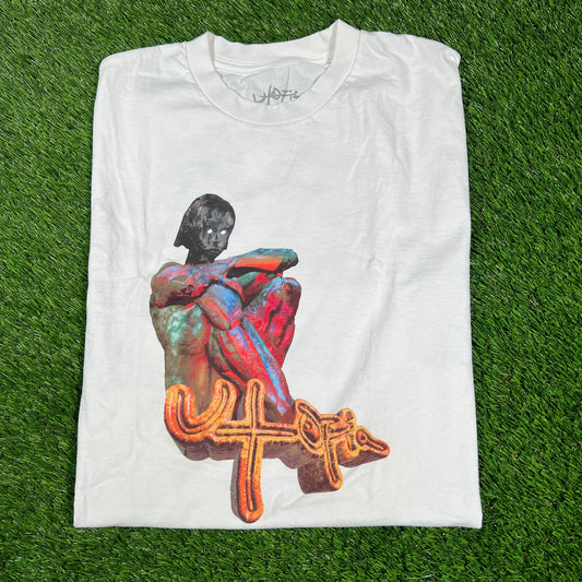 Travis Scott Utopia White Statues Tee Size Large USED x14494