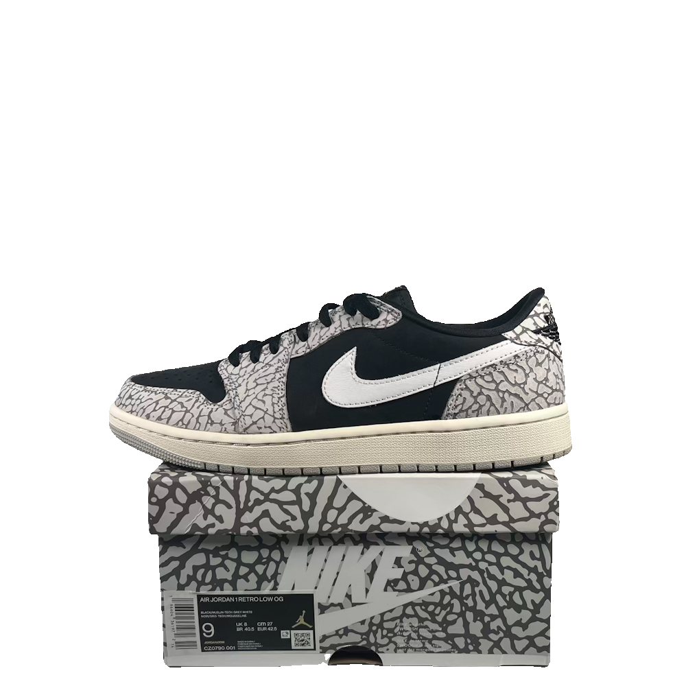 Jordan 1 Low Black Cement (2023) Size 9 USED s23783