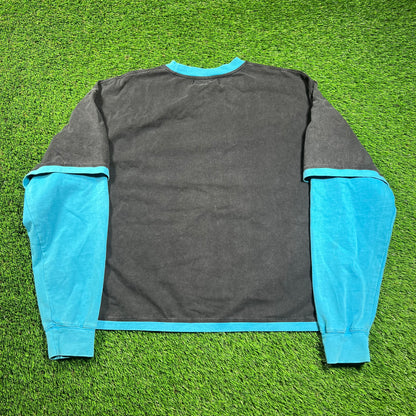Vale Horse Blue Longsleeve Black Tee Size Medium USED x16300
