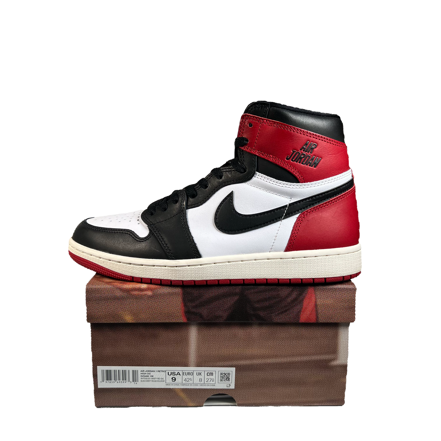 Jordan 1 High Black Toe Reimagnied (2025) Size 9 USED s22190