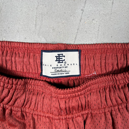 Eric Emanuel Burnt Red/Volt Orange Bolt Mesh Shorts Size Small USED x17556