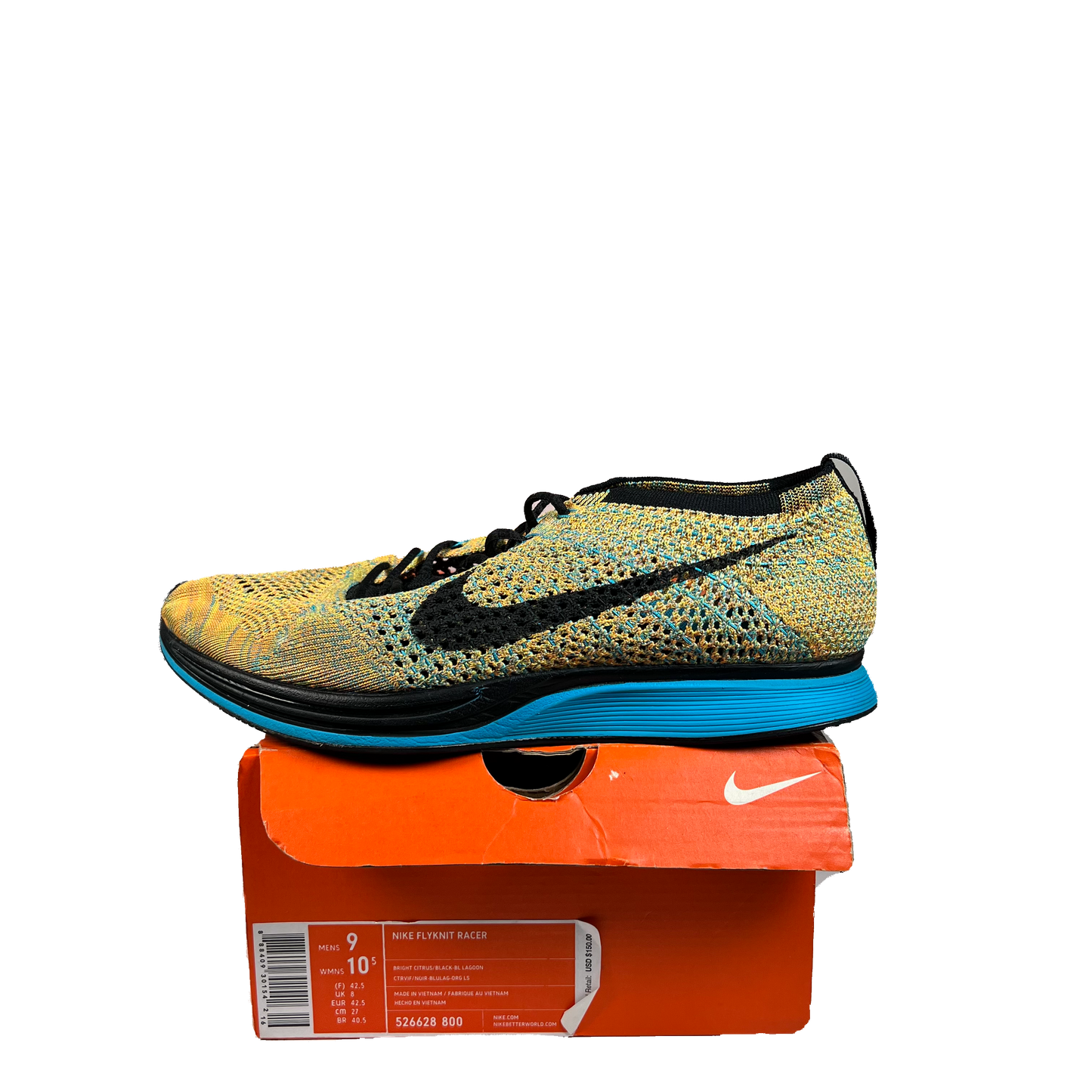 Nike Flyknit Racer Sherbet (2015) Size 9 USED s22140