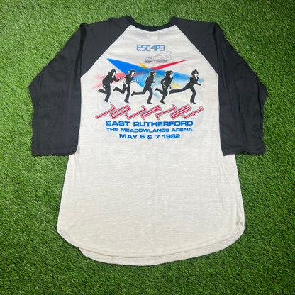 1982 Journey Escape Meadowlands Concert White/Black Baseball Tee Size Medium USED v16629