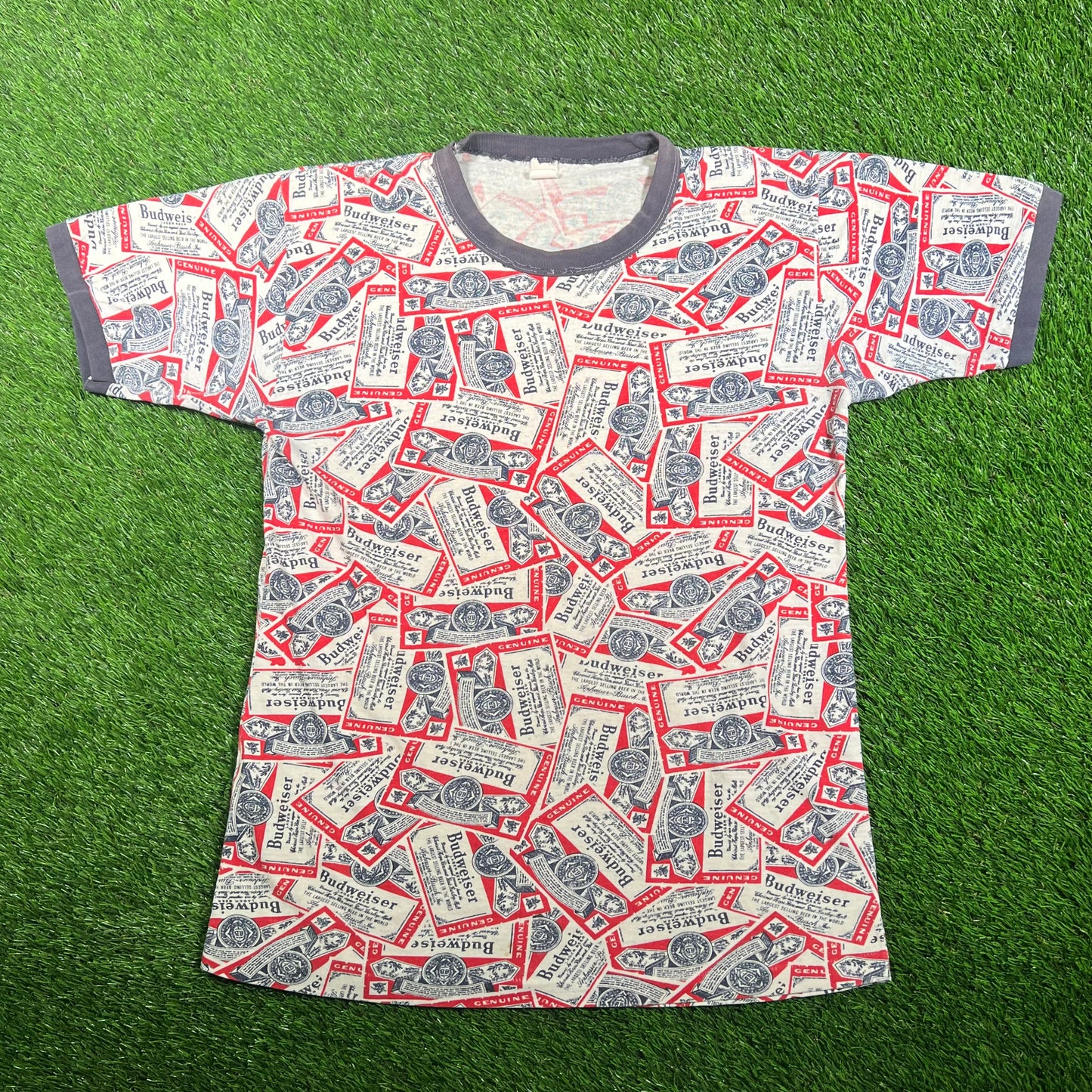 1980s Budwesier AOP Tee Size Medium USED v18159