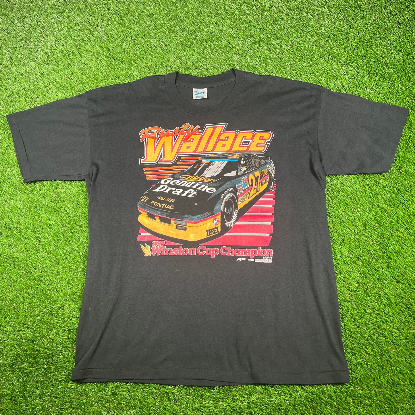 1990 Rusty Wallace Black Nascar Tee Size XL USED v17048