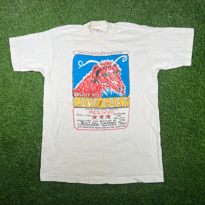 1983 Bully Hill Love my Goat Red Wine White Tee Size Large USED v17205