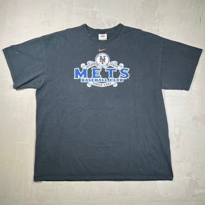 2005 Nike Mets Baseball Club Washed Black Tee Size XXL USED v20412