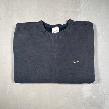 1990s Nike White Tag Black Crewneck Size XL USED v19075