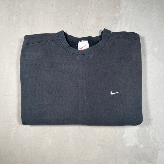 1990s Nike White Tag Black Crewneck Size XL USED v19075