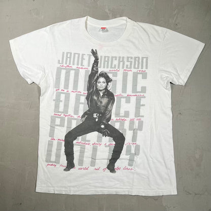 1990 Janet Jackson Rhythm Nation World Tour White Tee Size XL USED v20105