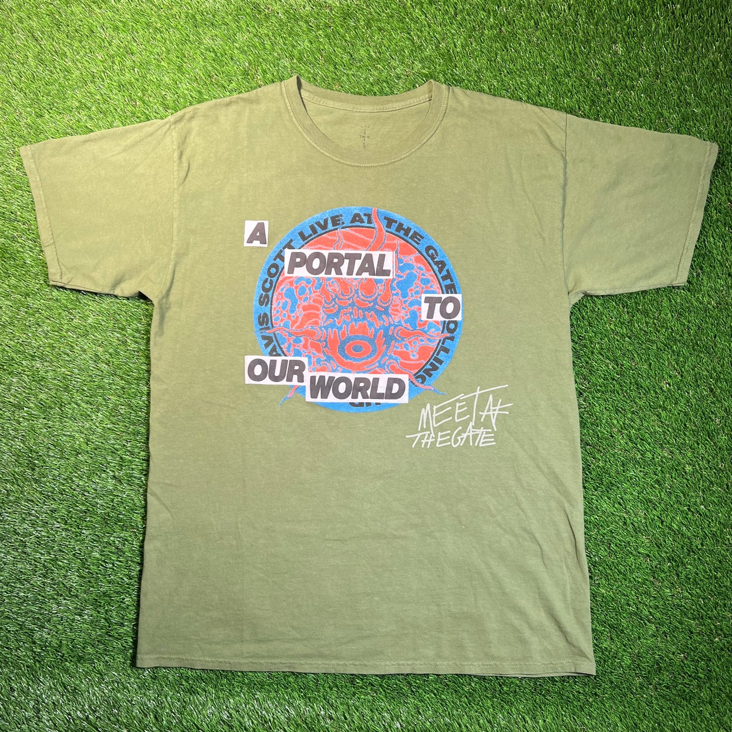 Travis Scott A Portal to Our World Green Tee Size Large USED x16928