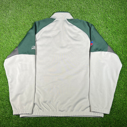 New York Jets Green/Grey Zip Up Fleece Size Large USED v17890