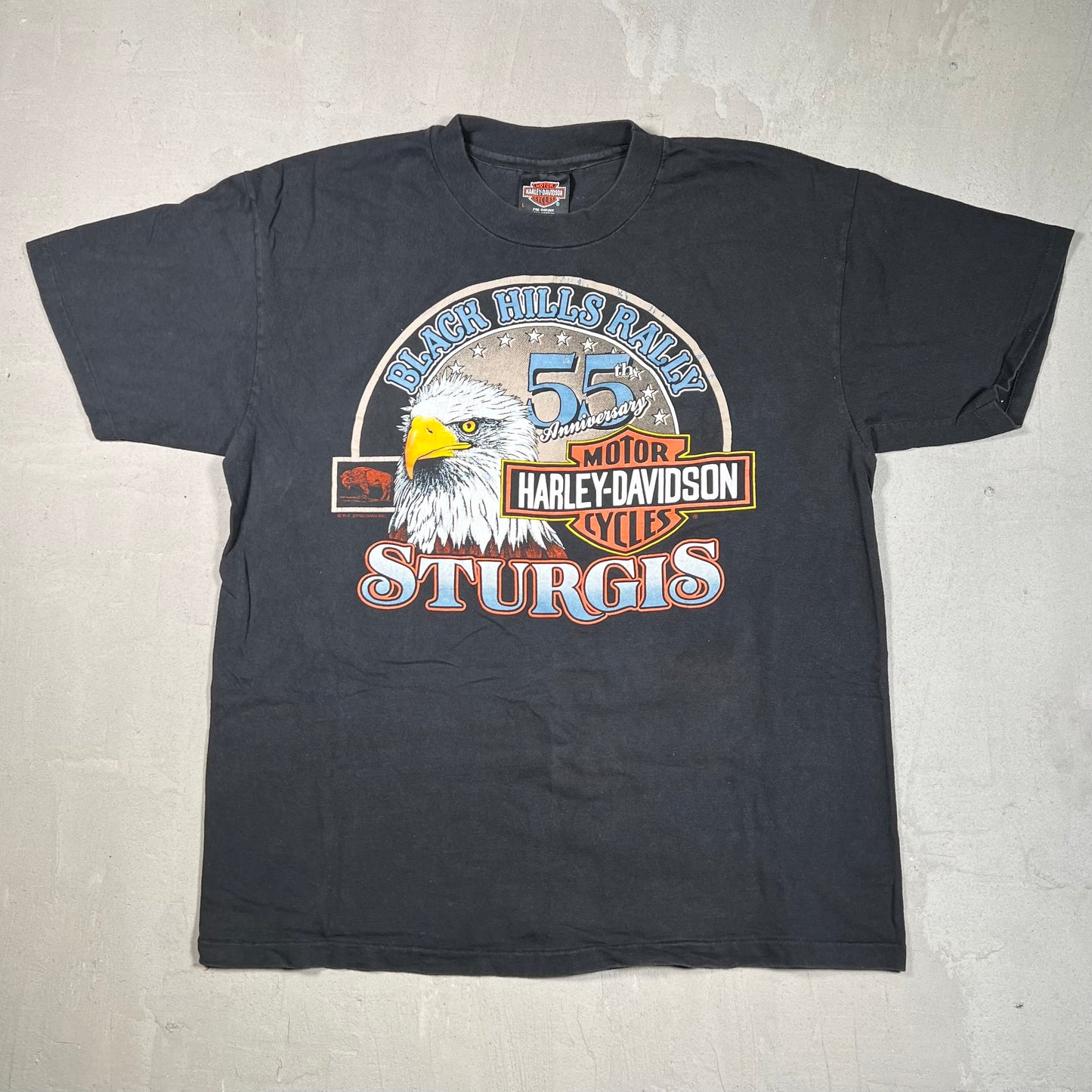 1995 Harley Davidson Sturgis Black Jills Rally Black Tee Size Large USED v19228