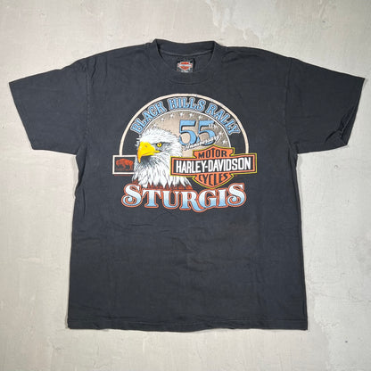 1995 Harley Davidson Sturgis Black Jills Rally Black Tee Size Large USED v19228