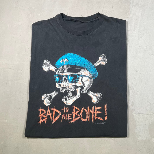 1990s Bad To The Bones Skull Black Tee Size Medium USED v19040