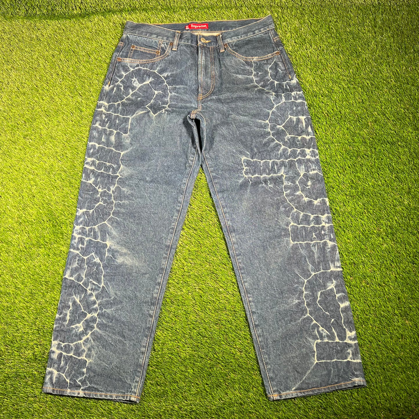 Supreme Shibori Loose Fit Jeans Rigid Indigo (2023) Size 32 USED x15285