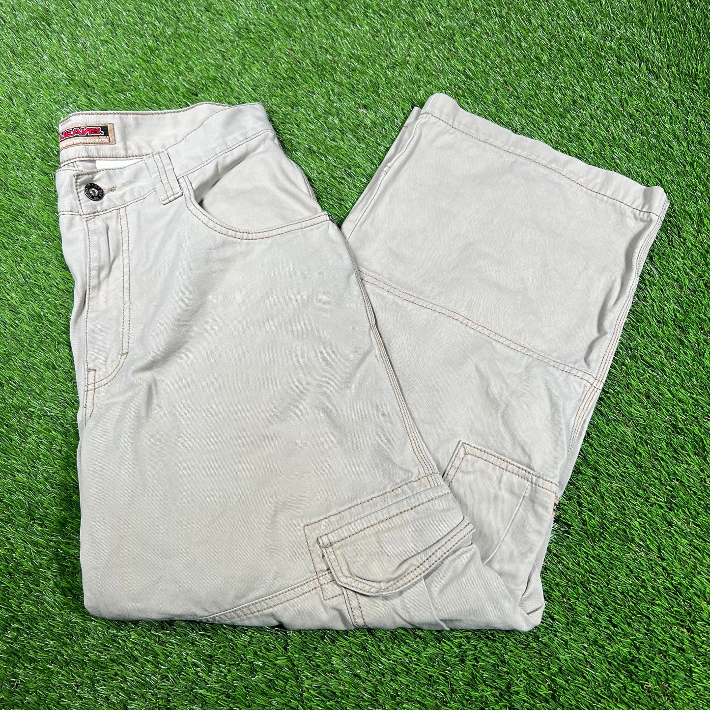 1990s Jnco Jeans Khaki Cargo Work Wear Pants Size 32x30 USED v16530