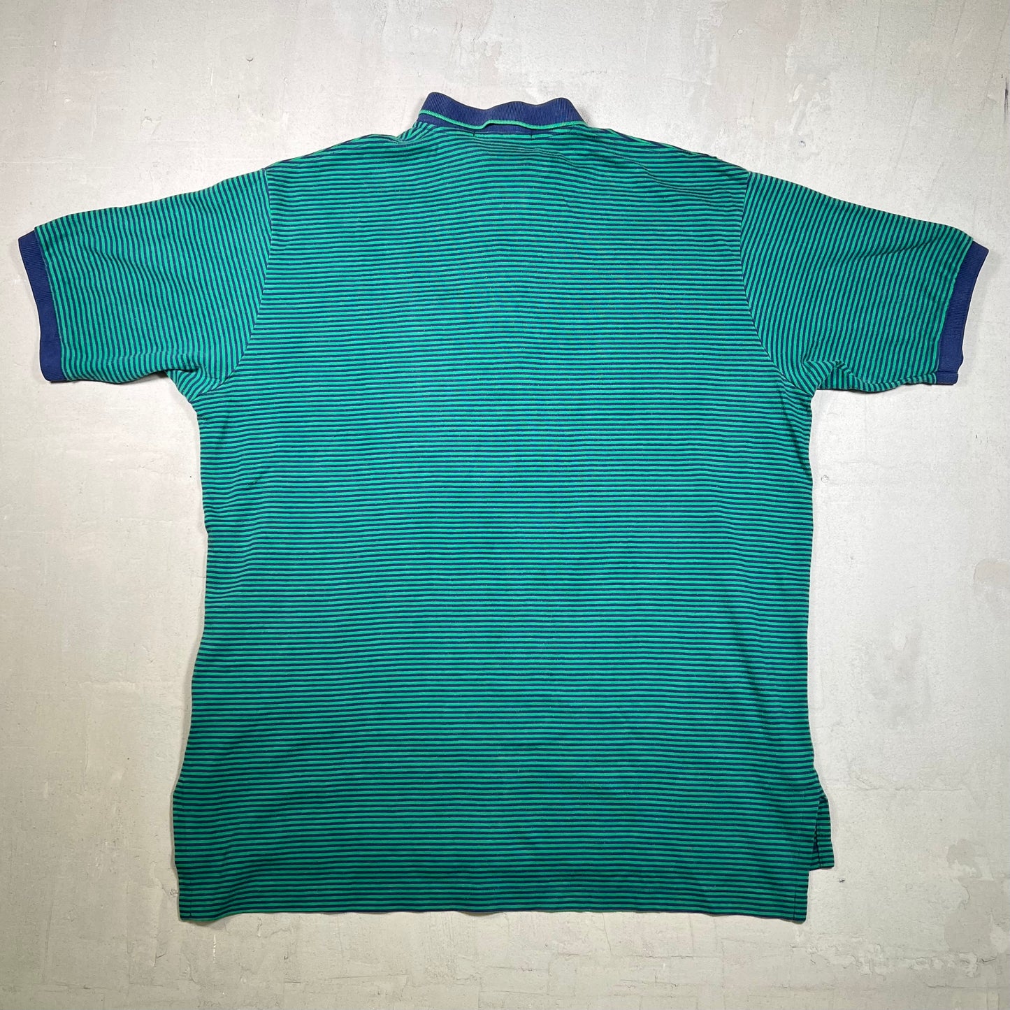 Y2K Polo Ralph Lauren Green/Blue Striped Polo Size XL USED v19022